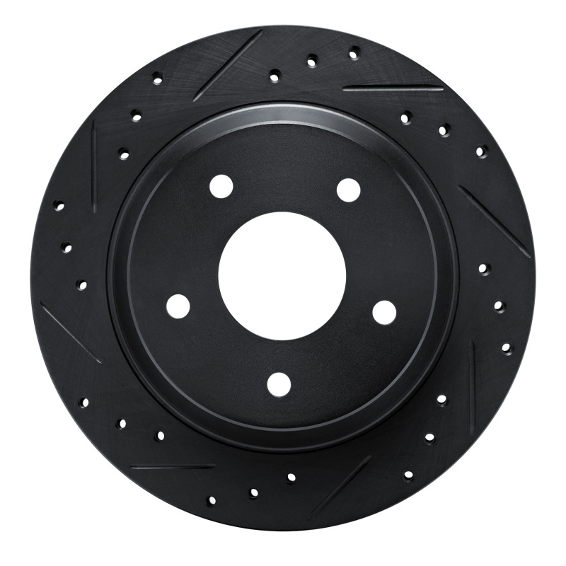R1 84-87 Chevrolet Corvette Front Left Drilled & Slotted Black Brake Rotor - 633-47015L