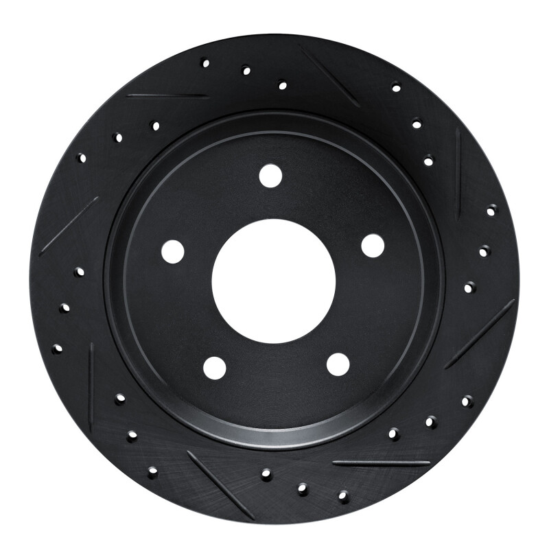 R1 84-87 Chevrolet Corvette Front Right Drilled & Slotted Black Brake Rotor - 633-47015R