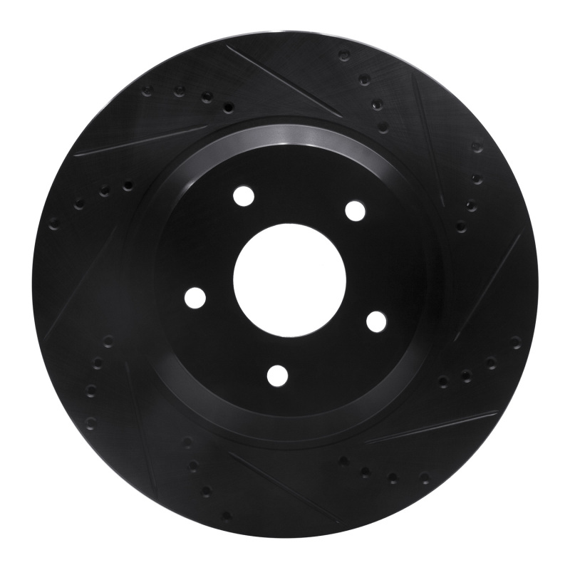 R1 88-96 Chevrolet Corvette Left Front Drilled & Slotted Black Brake Rotor - 633-47023D