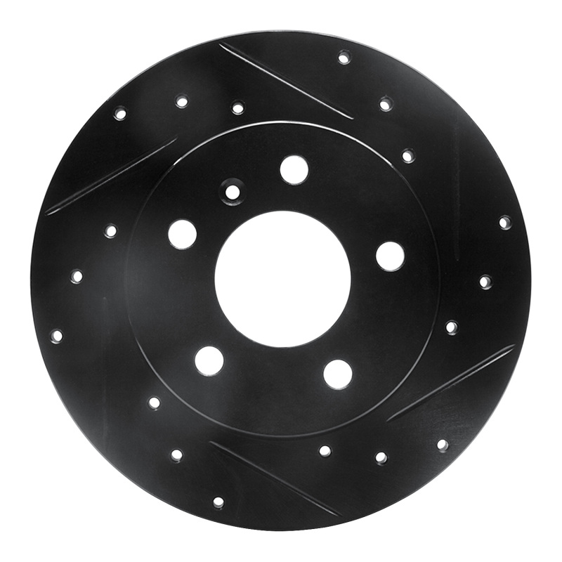 R1 04-16 Buick Allure Rear Right Drilled & Slotted Black Brake Rotor - 633-47042R
