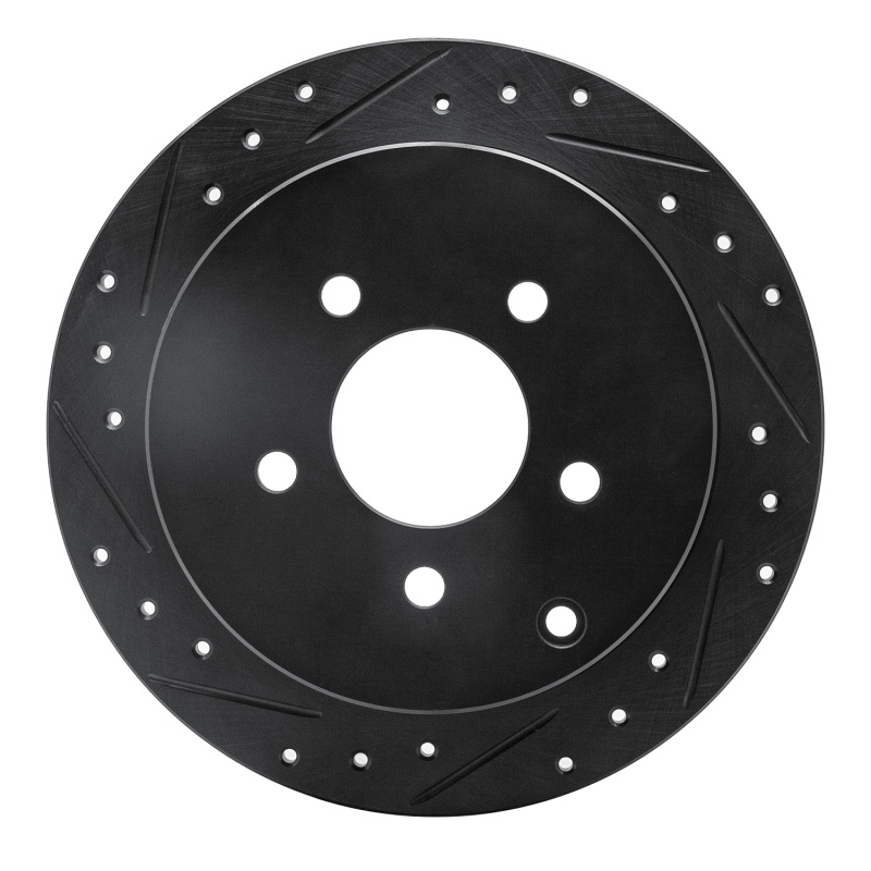 R1 01-07 Buick Rendezvous Rear Left Drilled & Slotted Black Brake Rotor - 633-47068L