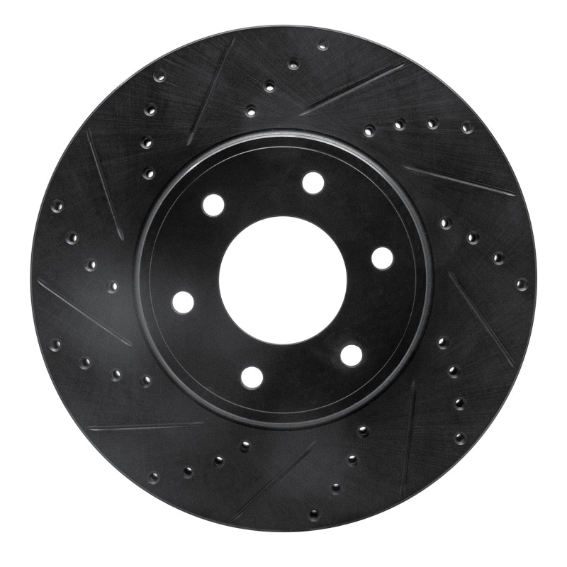 R1 06-09 Chevrolet Trailblazer Front Left Drilled & Slotted Black Brake Rotor - 633-47069L