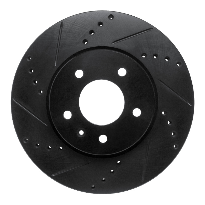 R1 07-15 Chevrolet Captiva Front Left Drilled & Slotted Black Brake Rotor - 633-47070L