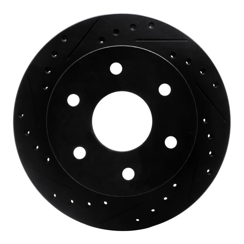 R1 1988-2000 Cadillac Escalade Front Left Drilled & Slotted Black Brake Rotor - 633-48008L