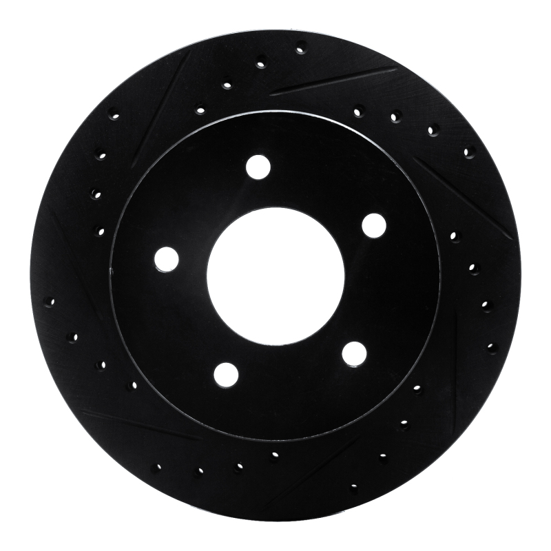 R1 90-02 Chevrolet ASTRO Front Left Drilled & Slotted Black Brake Rotor - 633-48019L
