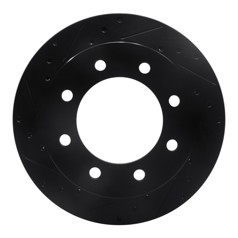 R1 99-20 Chevrolet Silverado 2500 Rear Left Drilled & Slotted Black Brake Rotor - 633-48040L