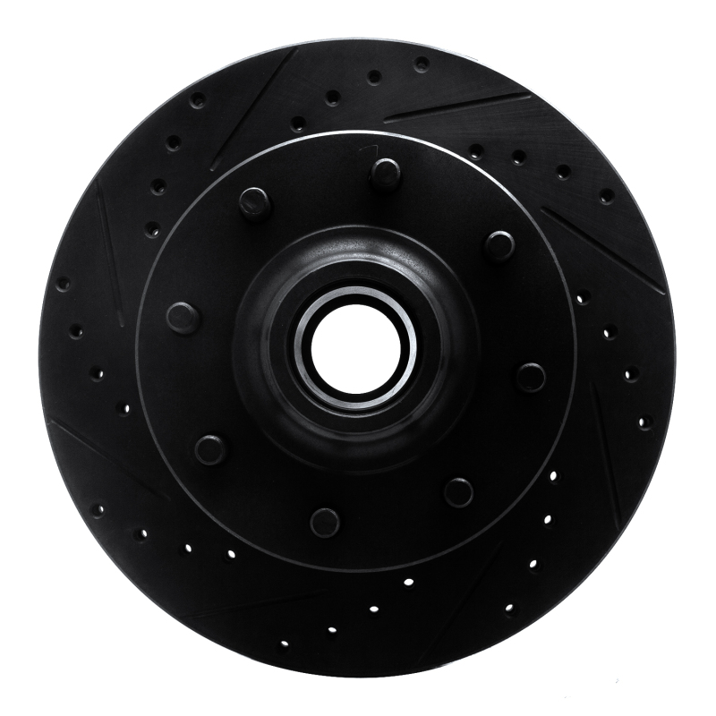 R1 01-02 Chevrolet Express 3500 Front Left Drilled & Slotted Black Brake Rotor - 633-48042L