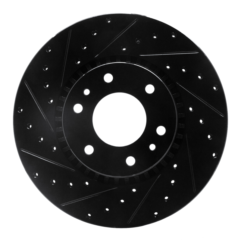 R1 02-09 Buick Rainier Front Left Drilled & Slotted Black Brake Rotor - 633-48046L
