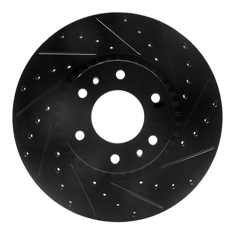 R1 02-09 Buick Rainier Front Right Drilled & Slotted Black Brake Rotor - 633-48046R