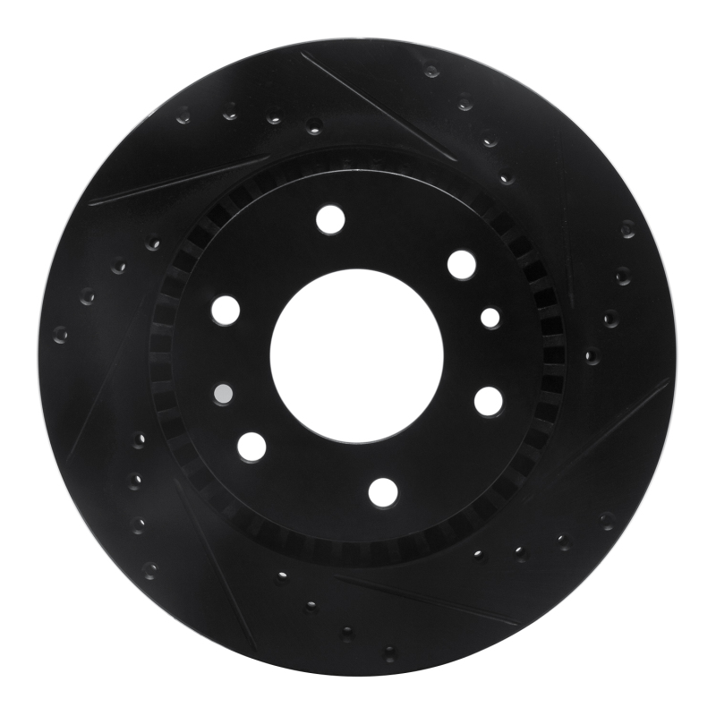 R1 06-09 Buick Rainier Front Right Drilled & Slotted Black Brake Rotor - 633-48052R