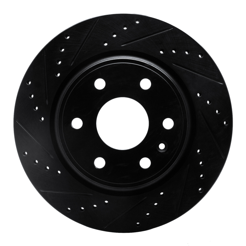 R1 07-17 Buick Enclave Front Left Drilled & Slotted Black Brake Rotor - 633-48054L