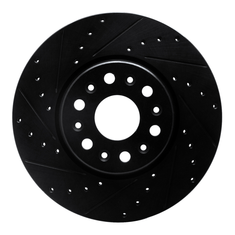 R1 17-25 Buick Enclave Front Left Drilled & Slotted Black Brake Rotor - 633-48090L