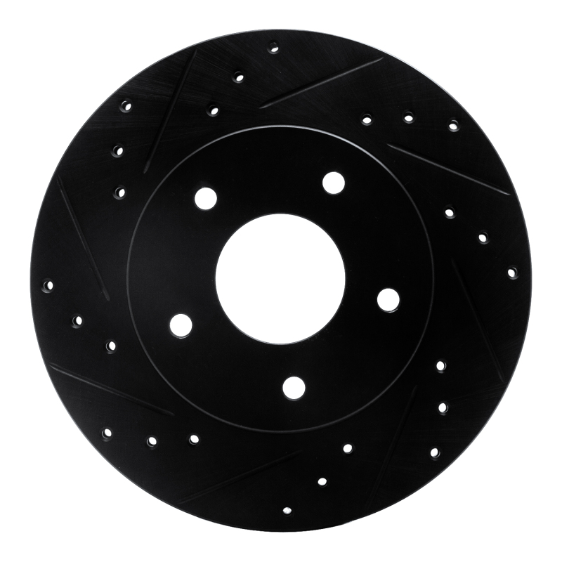 R1 78-81 Pontiac Firebird Rear Left Drilled & Slotted Black Brake Rotor - 633-52004L