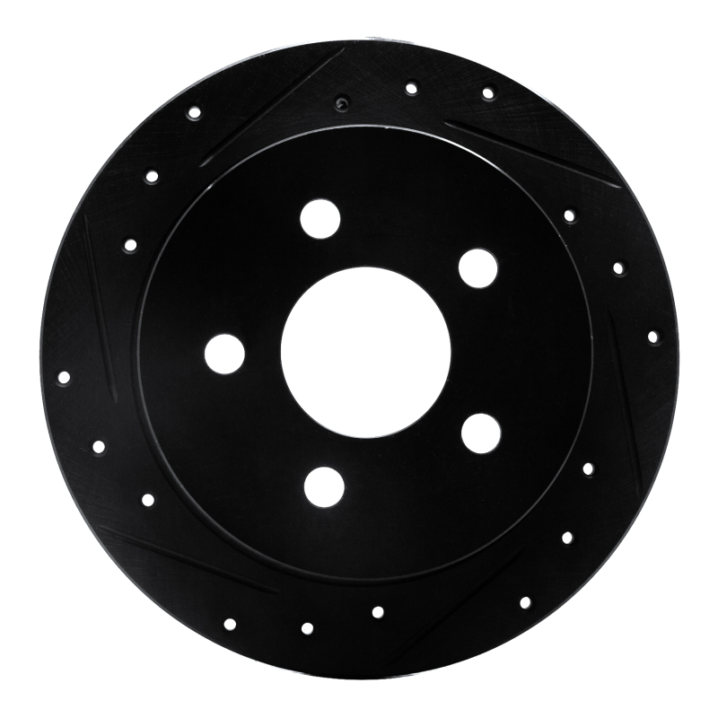 R1 97-05 Buick Century Rear Left Drilled & Slotted Black Brake Rotor - 633-52012L