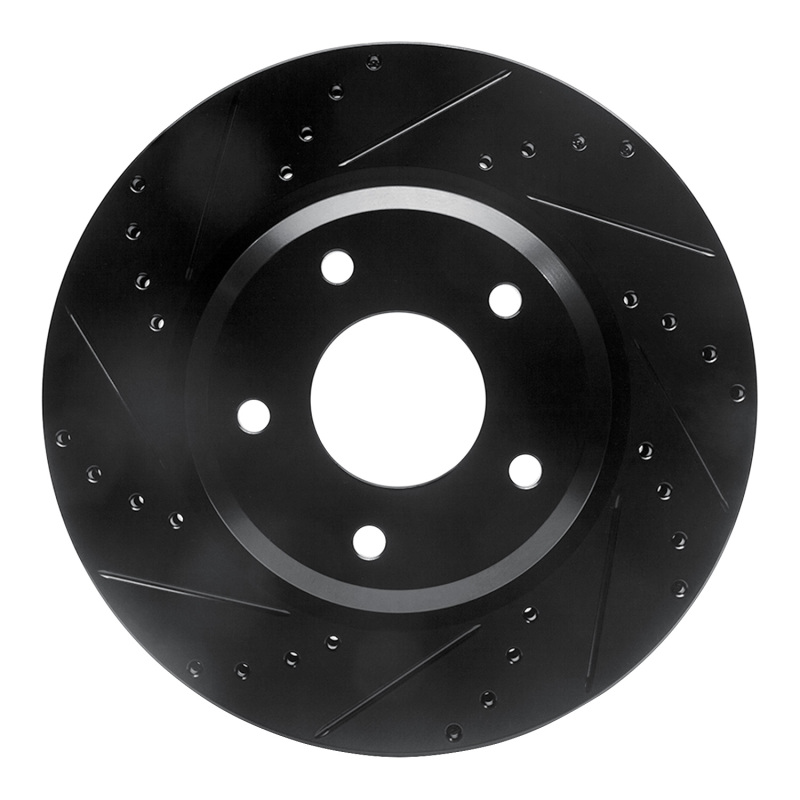 R1 05-06 Pontiac GTO Front Left Drilled & Slotted Black Brake Rotor - 633-52016L