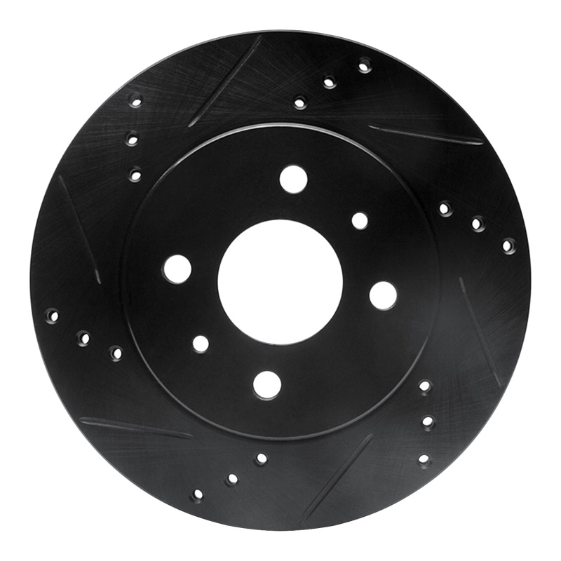 R1 91-02 Saturn SL1 Front Left Drilled & Slotted Black Brake Rotor - 633-53001L