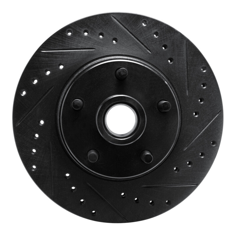 R1 68-70 Ford Falcon Front Right Drilled & Slotted Black Brake Rotor - 633-54006R