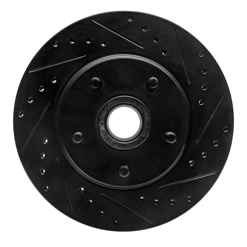 R1 68-73 Ford Mustang Front Right Drilled & Slotted Black Brake Rotor - 633-54008R