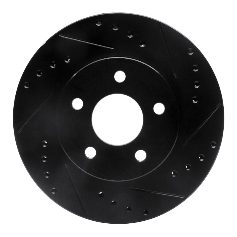 R1 89-90 Ford Thunderbird Front Right Drilled & Slotted Black Brake Rotor - 633-54027R