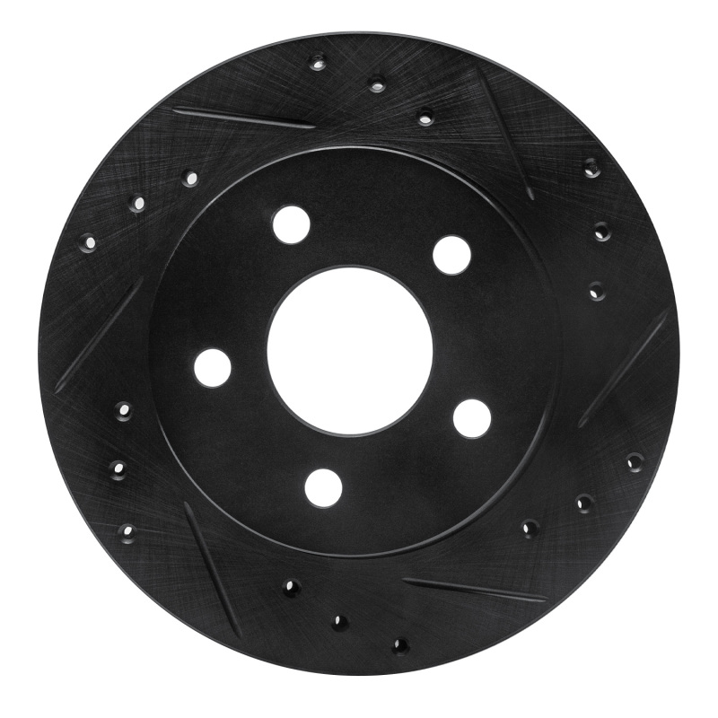 R1 93-98 Ford Thunderbird Rear Right Drilled & Slotted Black Brake Rotor - 633-54031R