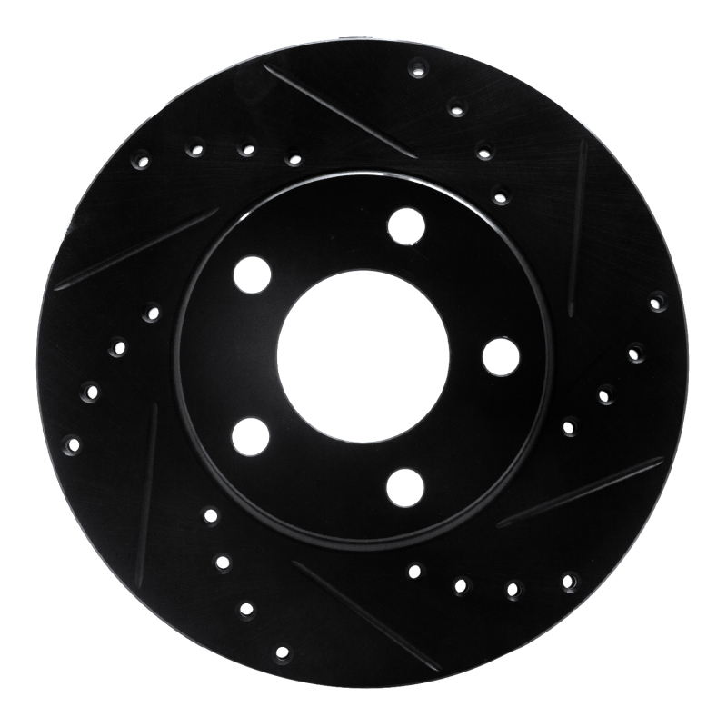 R1 94-04 Ford Mustang Front Right Drilled & Slotted Black Brake Rotor - 633-54033R