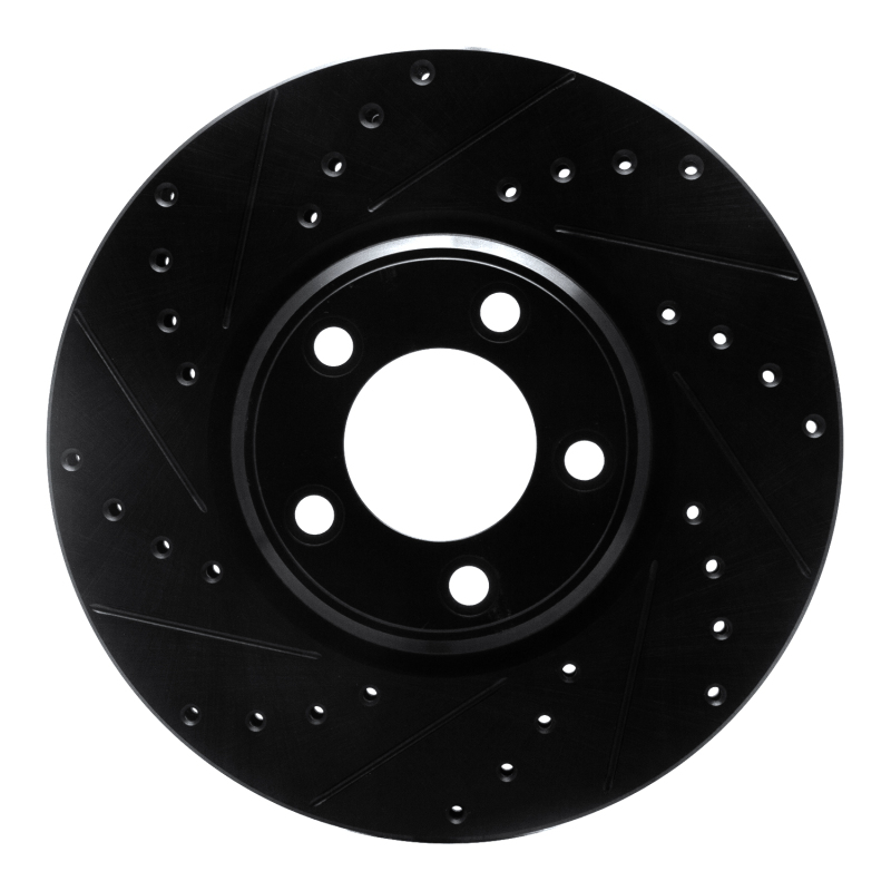R1 00-06 Ford Thunderbird Front Left Drilled & Slotted Black Brake Rotor - 633-54044L