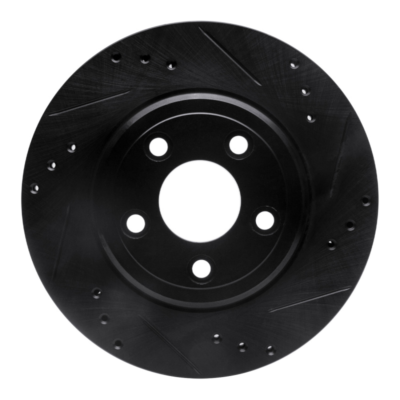 R1 00-06 Ford Thunderbird Rear Right Drilled & Slotted Black Brake Rotor - 633-54046R