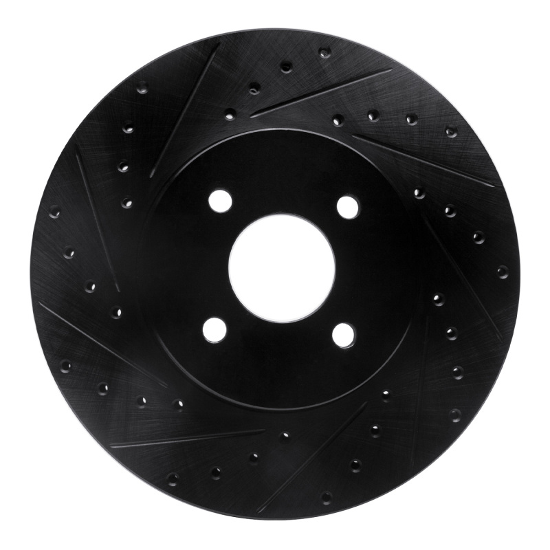 R1 02-04 Ford Focus Front Left Drilled & Slotted Black Brake Rotor - 633-54050L