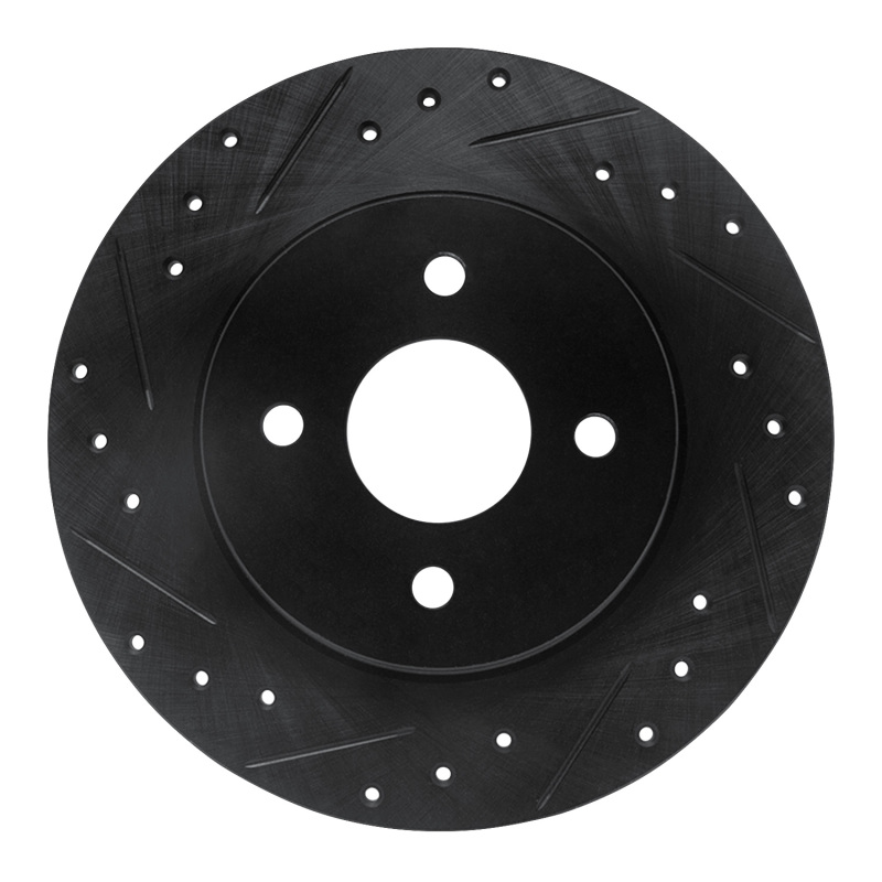 R1 02-04 Ford Focus Rear Left Drilled & Slotted Black Brake Rotor - 633-54051L