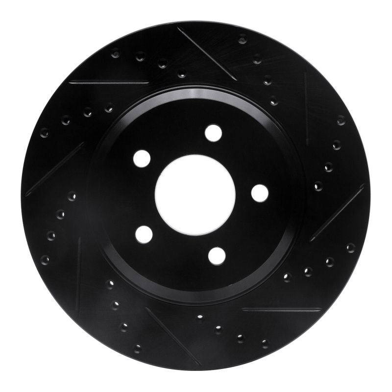 R1 05-14 Ford Mustang Front Right Drilled & Slotted Black Brake Rotor - 633-54057R
