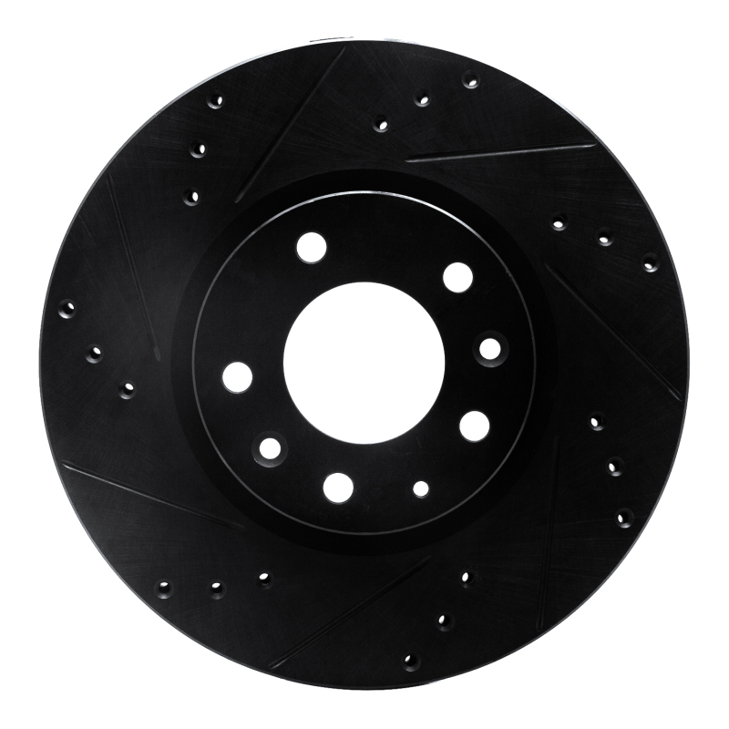 R1 06-13 Ford Fusion Front Left Drilled & Slotted Black Brake Rotor - 633-54059L