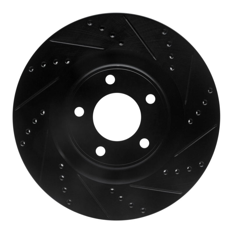 R1 07-15 Ford Edge Front Right Drilled & Slotted Black Brake Rotor - 633-54089R