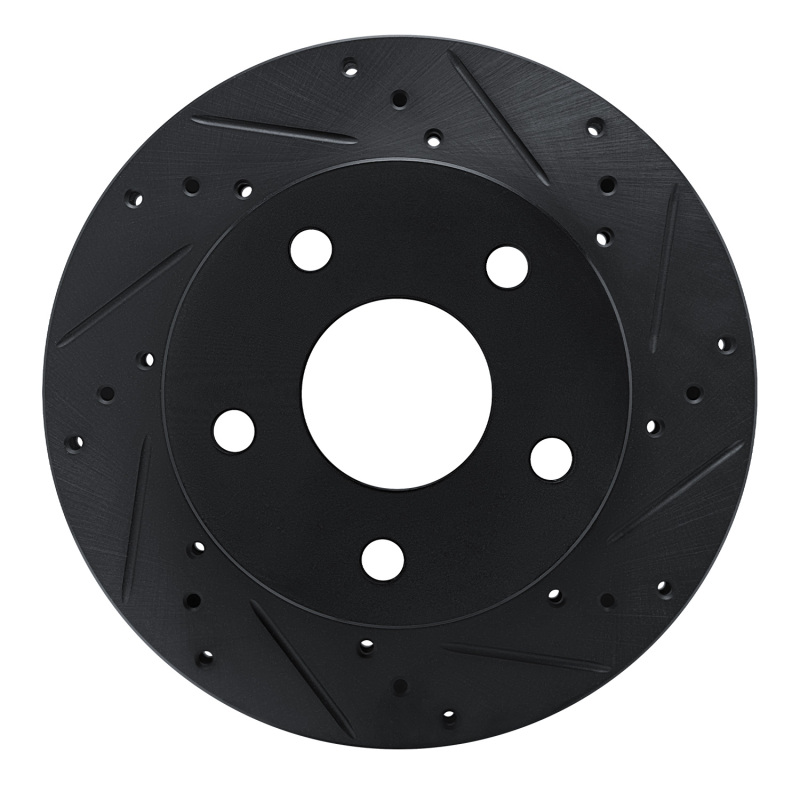 R1 90-97 Ford AEROSTAR Left Front Drilled & Slotted Black Brake Rotor - 633-54120D