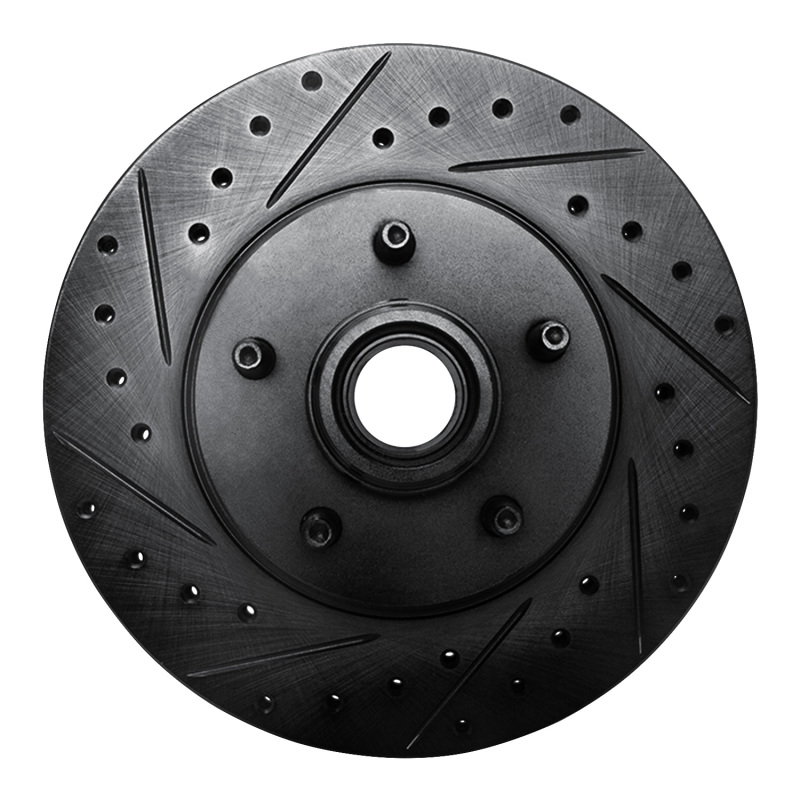 R1 95-11 Ford Explorer Front Left Drilled & Slotted Black Brake Rotor - 633-54141L