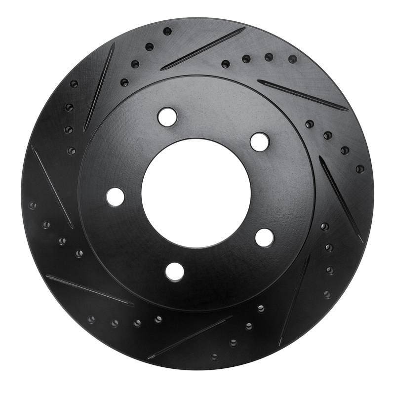 R1 97-04 Ford F-150 4WD Front Left Drilled & Slotted Black Brake Rotor - 633-54147L