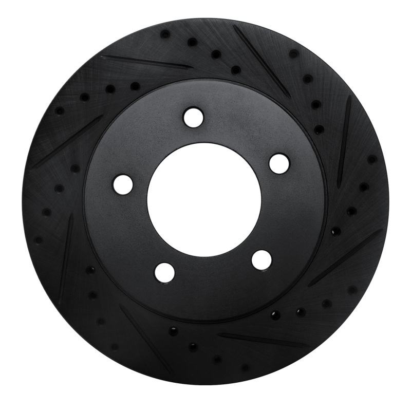 R1 97-02 Ford Expedition Front Right Drilled & Slotted Black Brake Rotor - 633-54176R