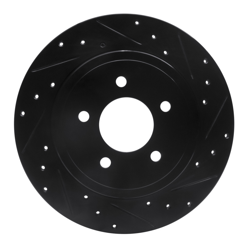 R1 05-08 Ford Escape Rear Right Drilled & Slotted Black Brake Rotor - 633-54194R