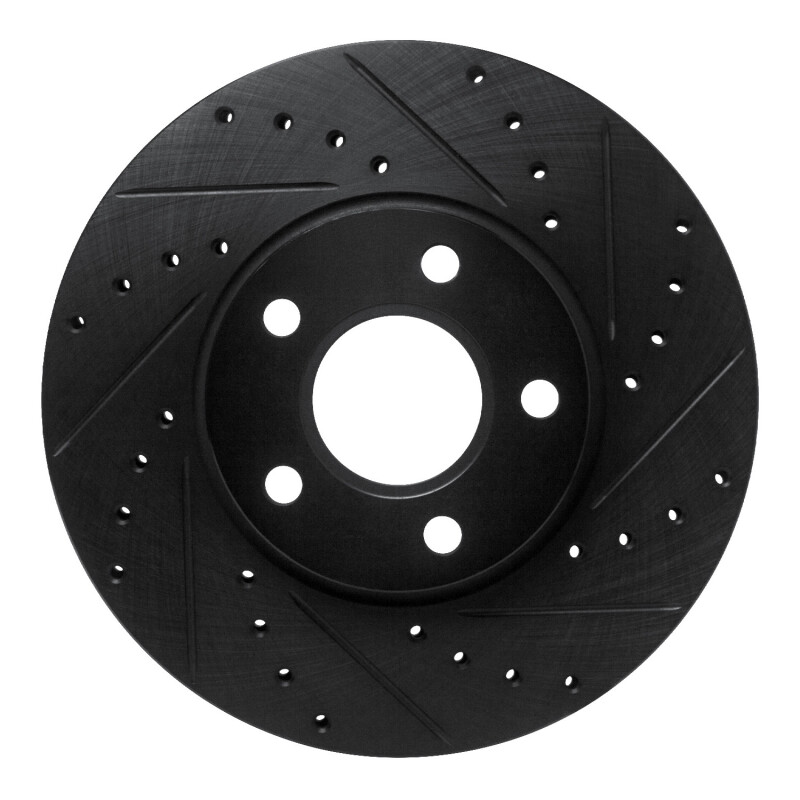 R1 10-13 Ford Transit Connect Front Right Drilled & Slotted Black Brake Rotor - 633-54217R