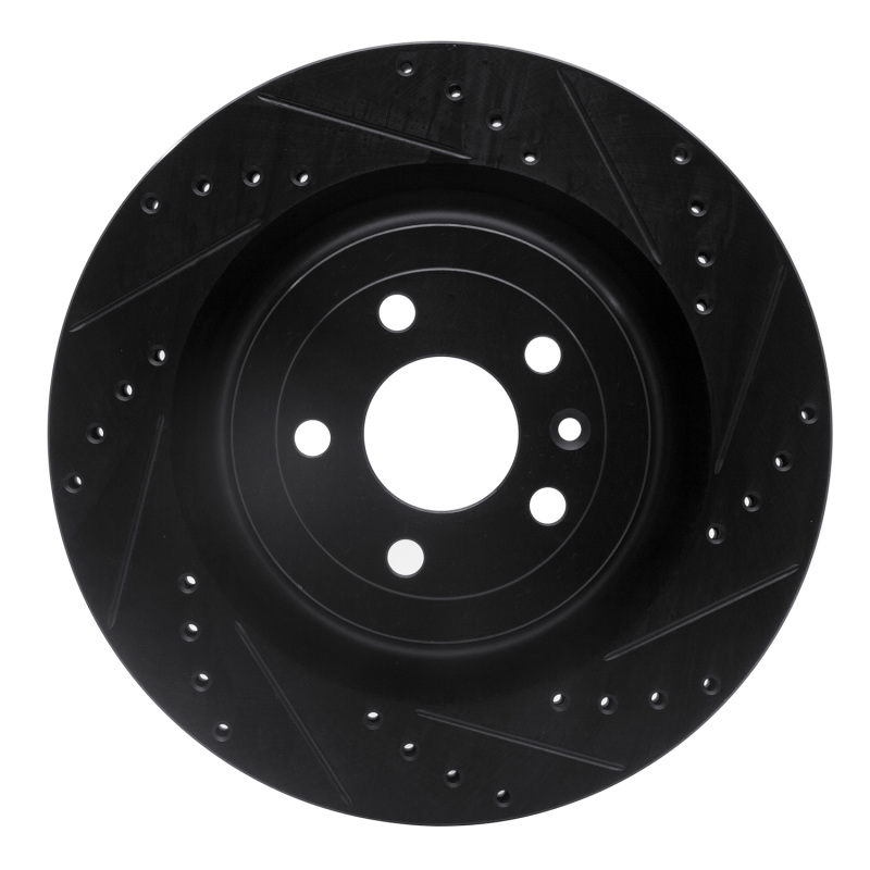 R1 13-19 Ford Flex Front Right Drilled & Slotted Black Brake Rotor - 633-54266R