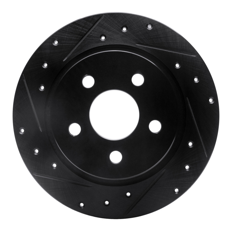 R1 18-23 Ford Transit CONNECT Rear Left Drilled & Slotted Black Brake Rotor - 633-54273L