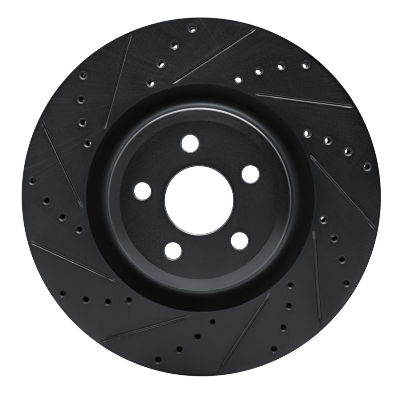 R1 19-24 Ford Edge Front Left Drilled & Slotted Black Brake Rotor - 633-54274L