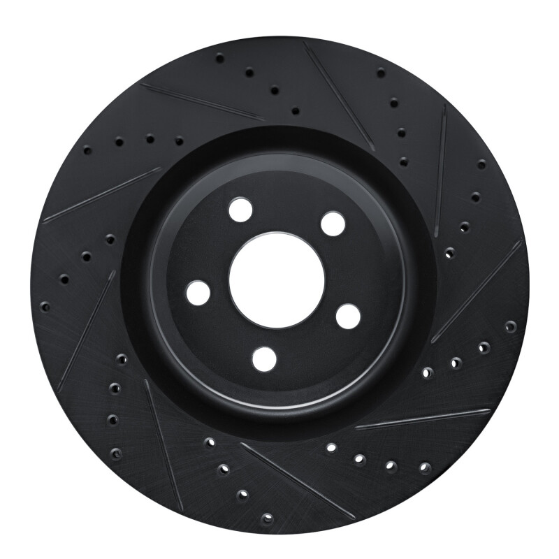 R1 19-24 Ford Edge Front Right Drilled & Slotted Black Brake Rotor - 633-54274R