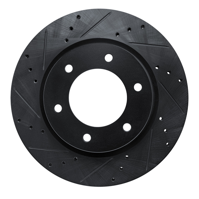 R1 19-25 Ford BRONCO Front Left Drilled & Slotted Black Brake Rotor - 633-54275L