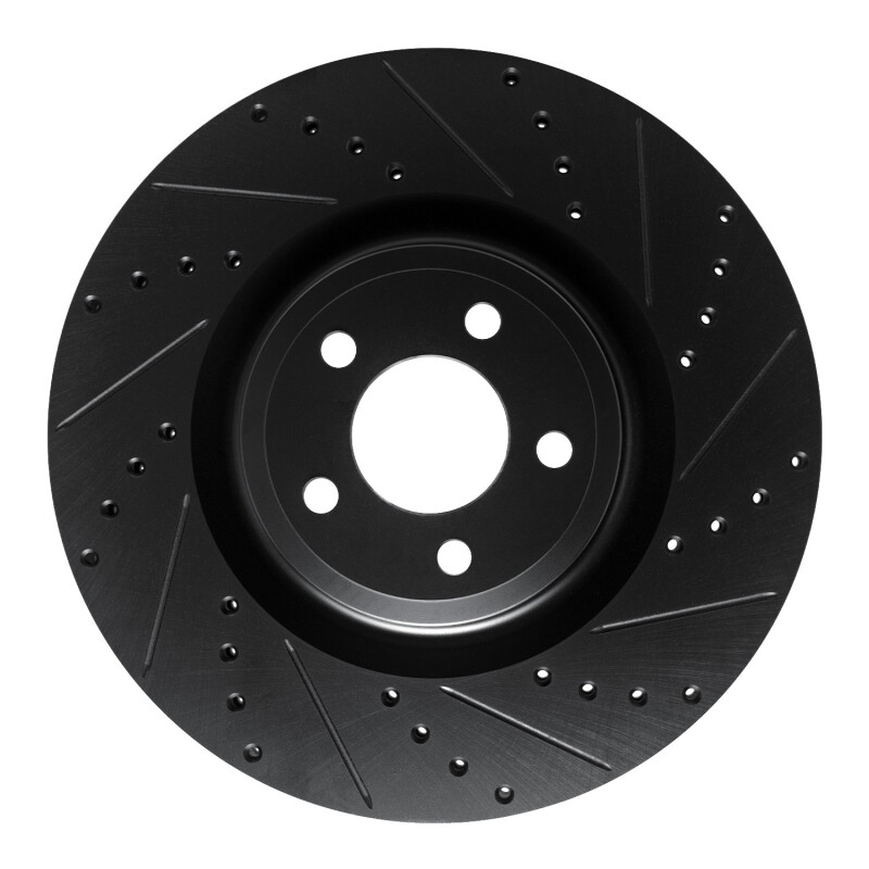 R1 20-25 Ford Explorer Front Right Drilled & Slotted Black Brake Rotor - 633-54277R