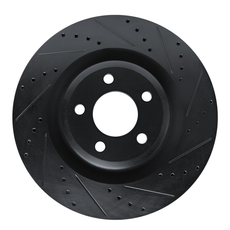 R1 20-25 Ford Explorer Front Right Drilled & Slotted Black Brake Rotor - 633-54279R