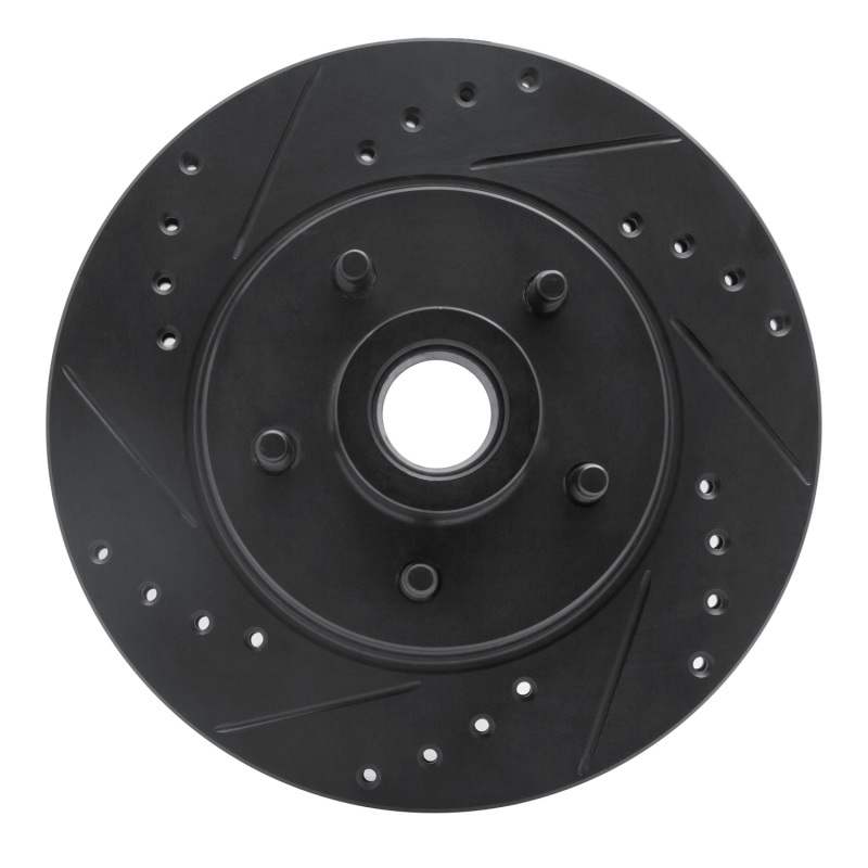R1 84-87 Lincoln CONTINENTAL Front Left Drilled & Slotted Black Brake Rotor - 633-55001L