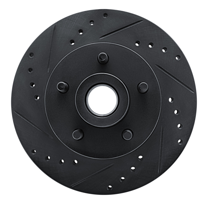 R1 72-73 Ford Gran Torino Front Left Drilled & Slotted Black Brake Rotor - 633-56004L