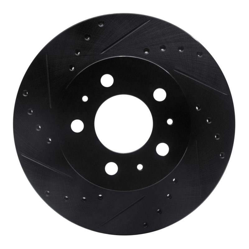 R1 95-97 Ford Crown Victoria Front Left Drilled & Slotted Black Brake Rotor - 633-56012L