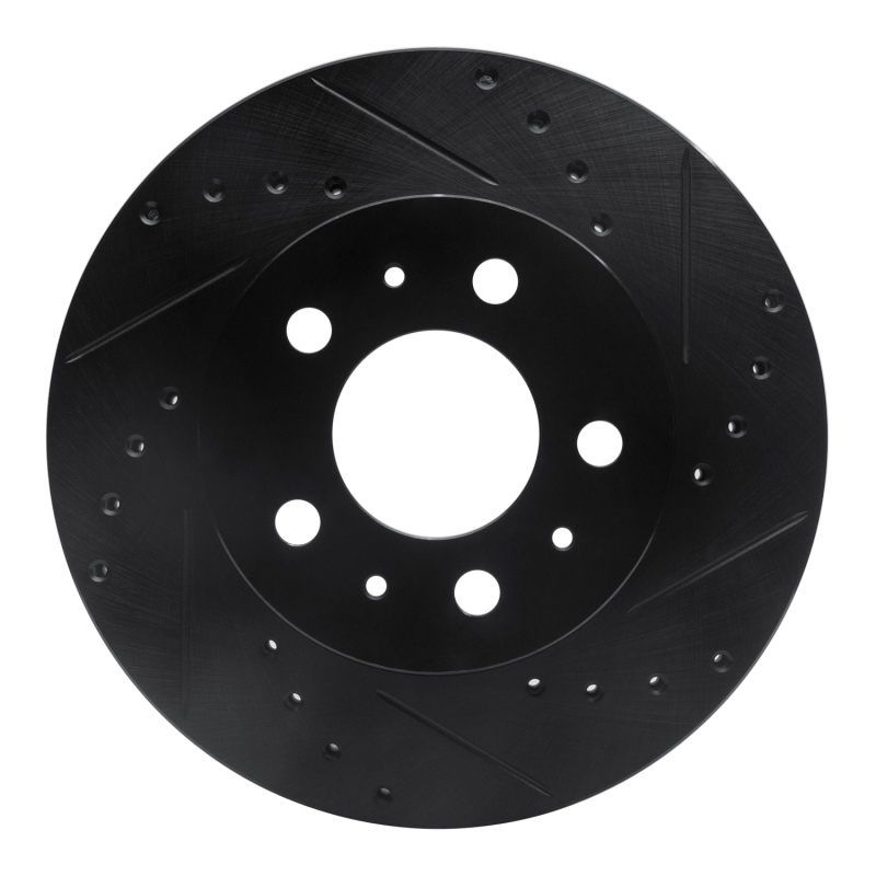 R1 95-97 Ford Crown Victoria Front Right Drilled & Slotted Black Brake Rotor - 633-56012R