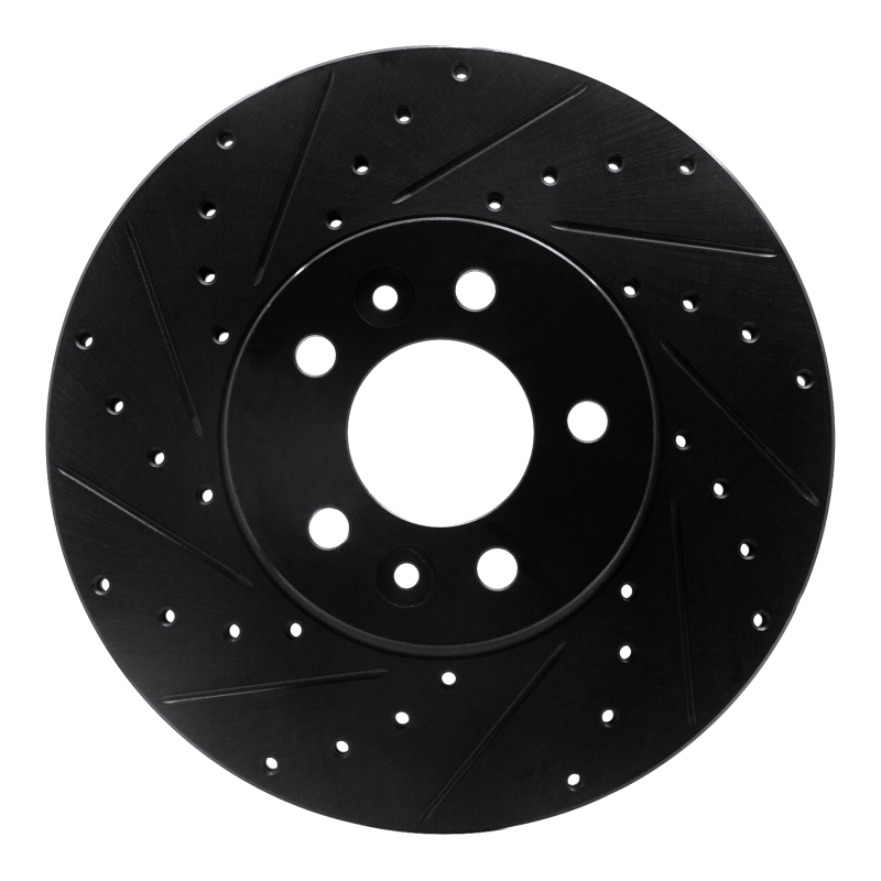 R1 98-02 Ford Crown Victoria Front Left Drilled & Slotted Black Brake Rotor - 633-56016L